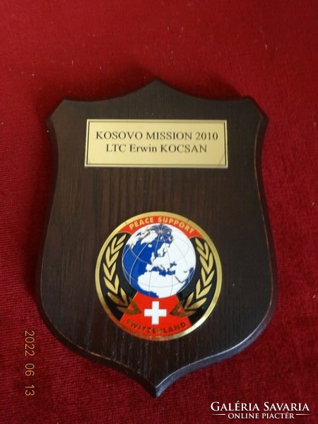 Memorial plaque, Kosovo mission, Switzerland. He has! Jókai.