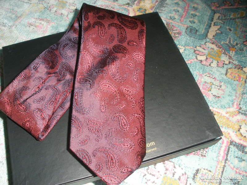 Kasmír mintás silk 100% selyem nyakkendő Amanda Christensen, bordó