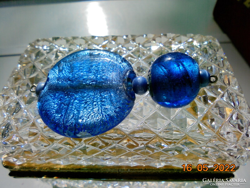 Murano two-part silver plate inlaid blue pendant