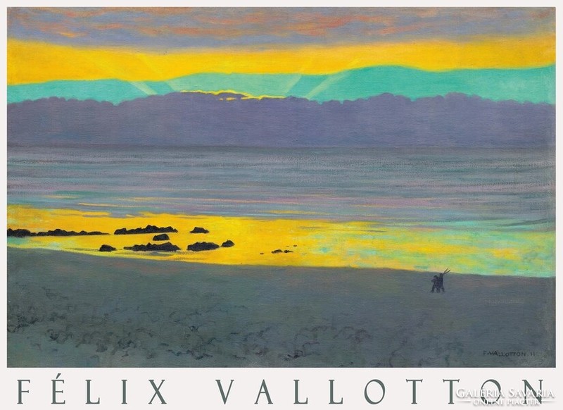 Félix Vallotton Sárga és zöld naplemente 1911 festmény művészeti plakátja, tenger tópart tájkép