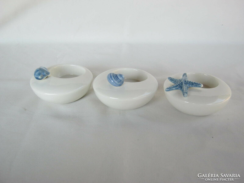 3 pcs ceramic candlestick candlestick with seashell decoration
