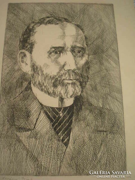 Portrait of Frederick Korányi tus 41 x 28-cm in the passport of Váci or waiting with the pencil signature