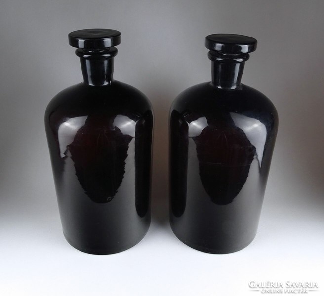 1I580 Régi nagyméretű barna gyógyszertári patika üveg 2 darab