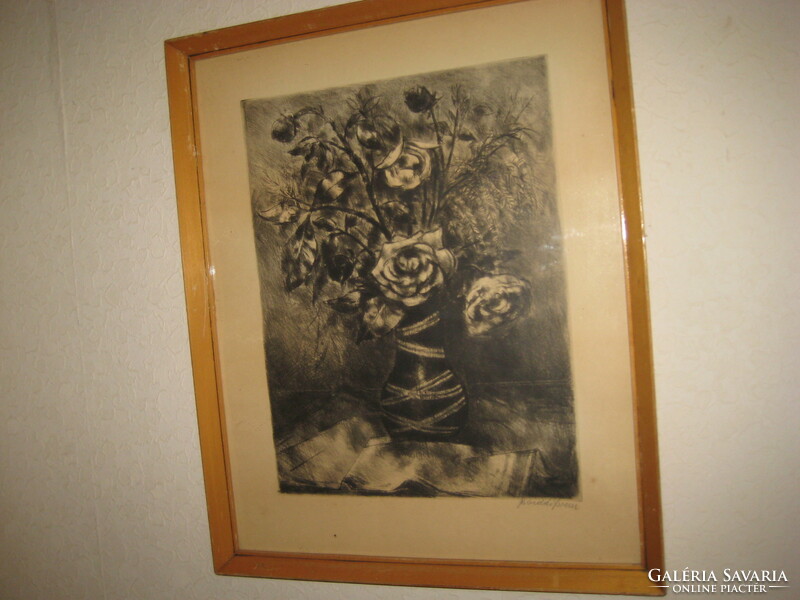 Bordás Ferenc   1911-1982 , : Virágcsendélet   50 x 40 cm