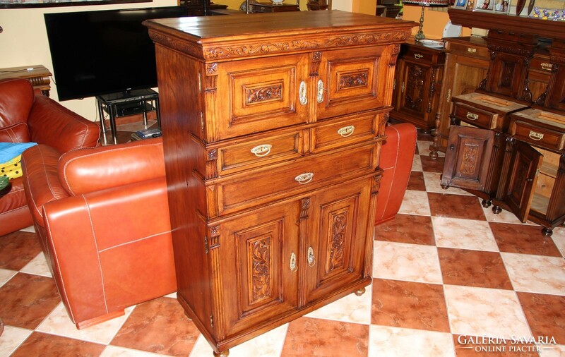 Old German special and rare carved chest of drawers