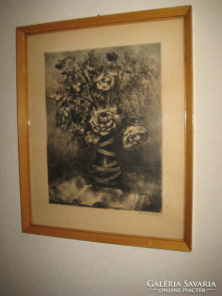 Ferenc Bordás 1911-1982,: flower still life 50 x 40 cm