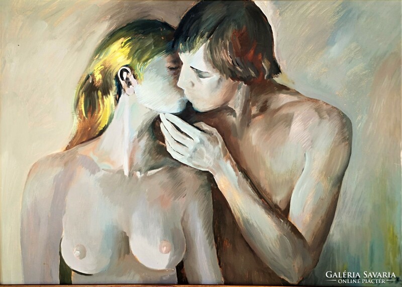 György Urbán (1936 - 2011) love c. His painting 80x60cm with original guarantee!