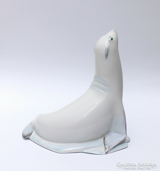 Herend seal, art deco style porcelain sculpture