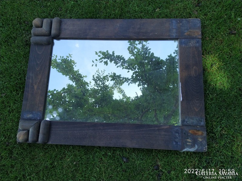 Antique, brown, original wooden frame, mirror for sale!