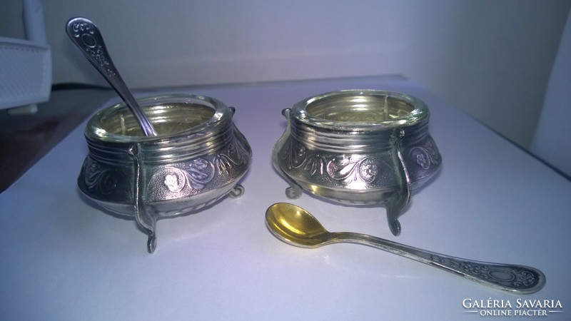 Russian silver-plated caviar holder-spice holder with spoon, ü.Inset, complete - also as a gift