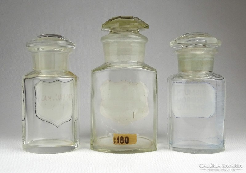 1I620 old stopper pharmacy bottle 3 pieces