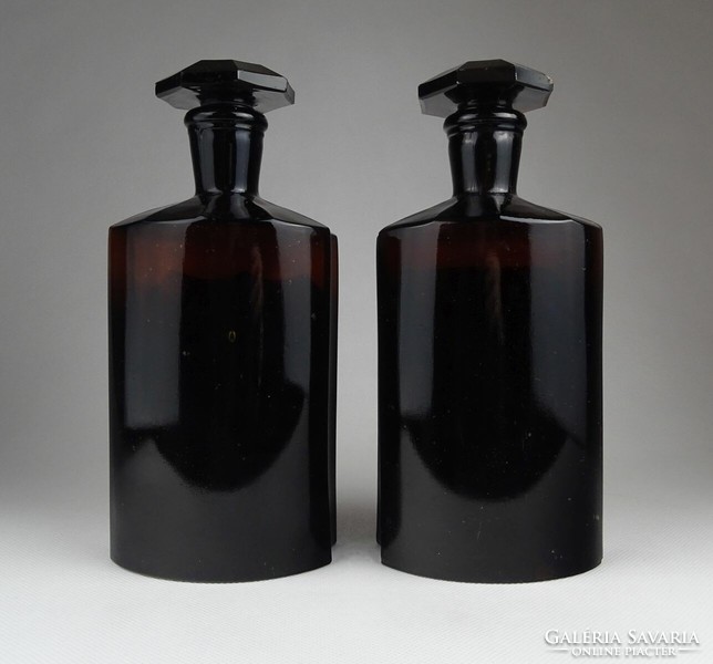 1I623 Régi barna gyógyszertári patika üveg pár 22 cm