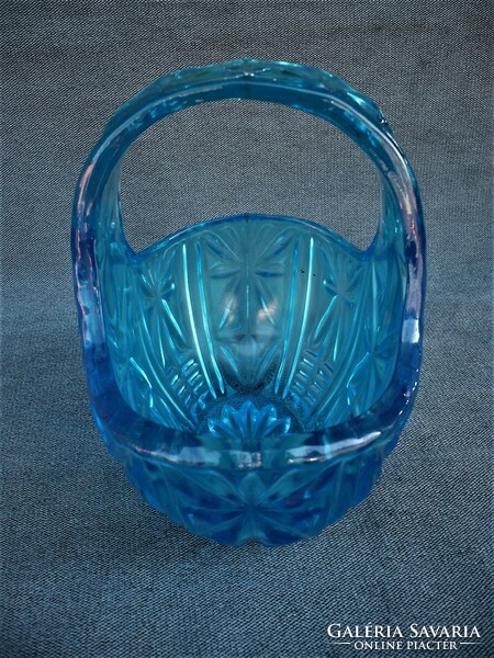 Old blue cast glass fruit basket