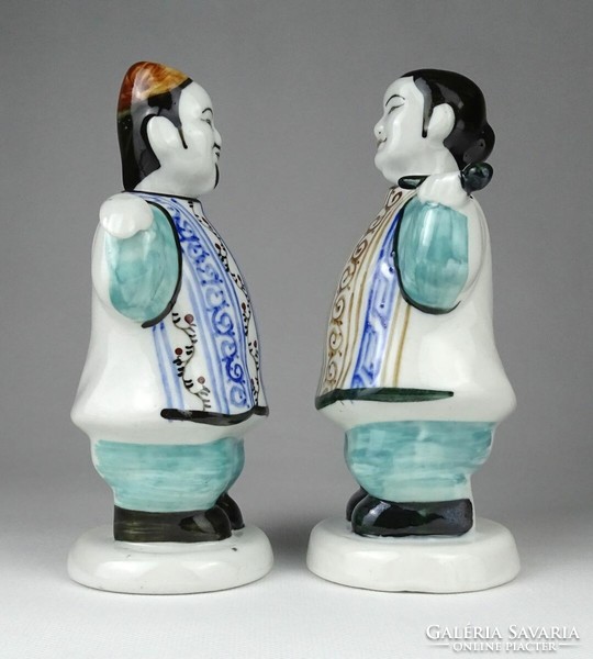 1J508 XX. századi keleti nodding porcelán szobor bólogatós figura pár házaspár 16.5 cm