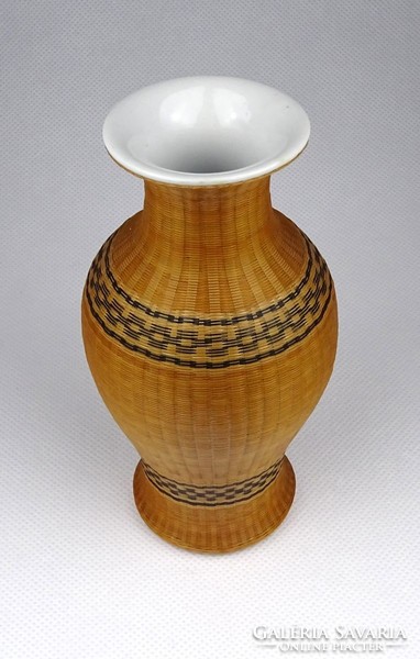 1J542 old bamboo oriental porcelain vase 14 cm