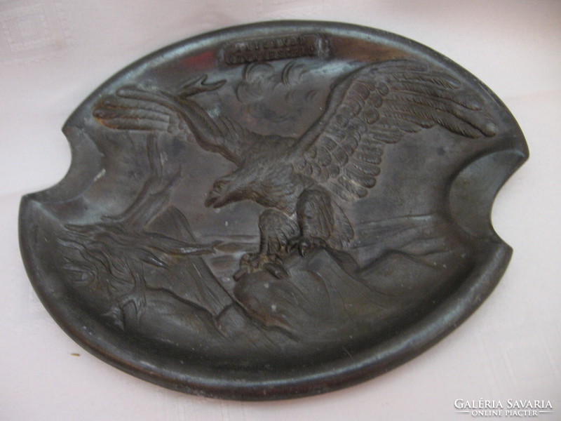 Antique Art Nouveau eagle tin ashtray Andenken von Warschau