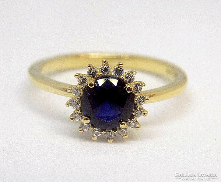Kék-fehér köves arany gyűrű (ZAL-Au109628)