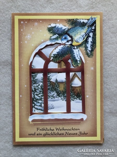 Régi postatiszta, kinyitható Karácsonyi képeslap