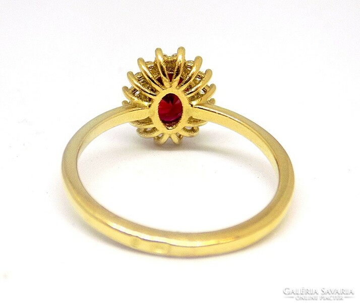 Gold ring with red and white stones (zal-au109629)