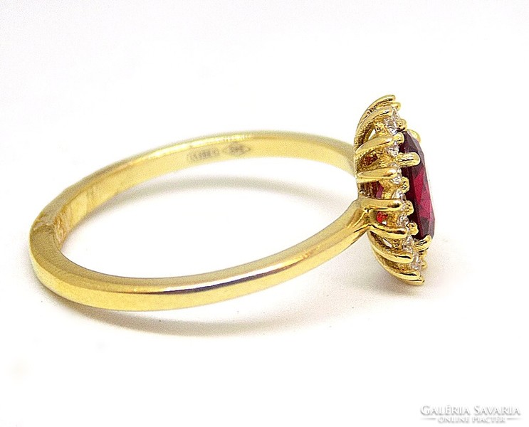 Piros-fehér köves arany gyűrű (ZAL-Au109629)