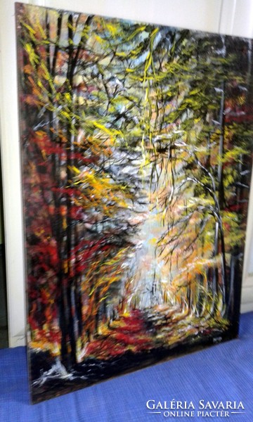 "Őszi-fasor"festmény farostlemezen 40 x 54 cm