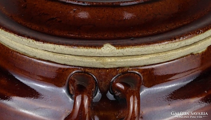 1J522 Régi barna mázas kínai kerámia edény gyömbértartó teatartó