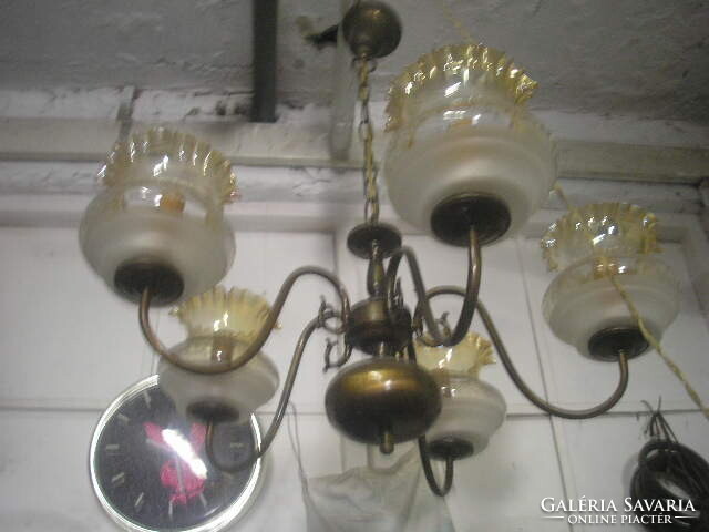 N 37 antique Flemish candle burner socket in good condition extra bell-shaped 5-arm chandelier