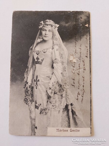 Old postcard photo postcard with brand Emilia actress