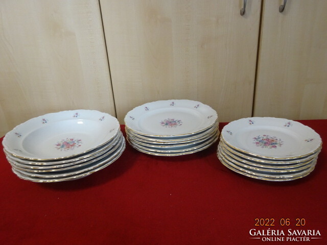 Csehszlovák porcelán, 18 darabos tányérkészlet. Vanneki! Jókai.