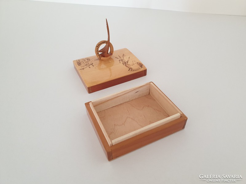 Retro Balaton sailing souvenir souvenir mid century wooden box souvenir old wooden box