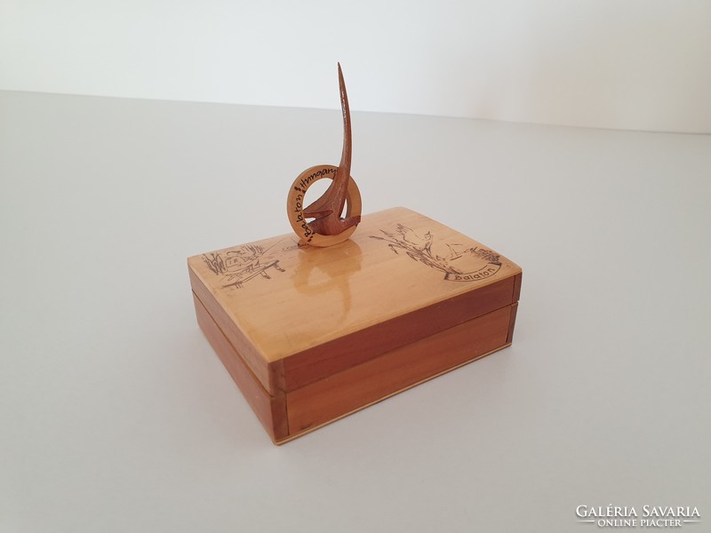 Retro Balaton sailing souvenir souvenir mid century wooden box souvenir old wooden box