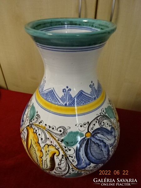 Glazed ceramic vase, made by Béla village Kaposvár. He has! Jókai.