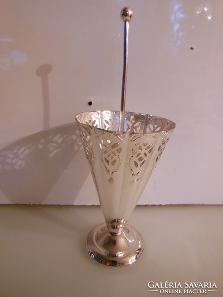 Napkin holder - silver-plated - umbrella-shaped - lace effect - German - 22 x 9 cm