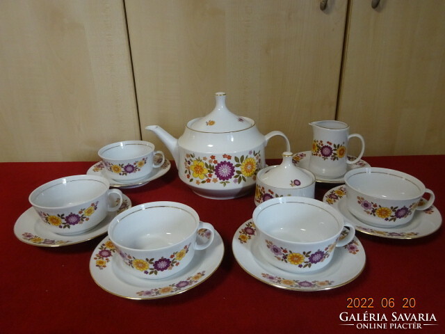 Great Plain porcelain tea set for five people with flower pattern. He has! Jókai.