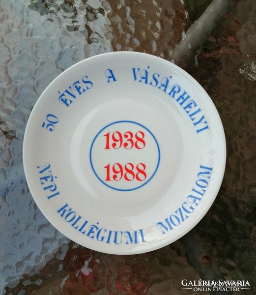50th Anniversary of the Folk Dormitory Movement in the Vásárhely Great Plain Porcelain Memorial Plate (2p)