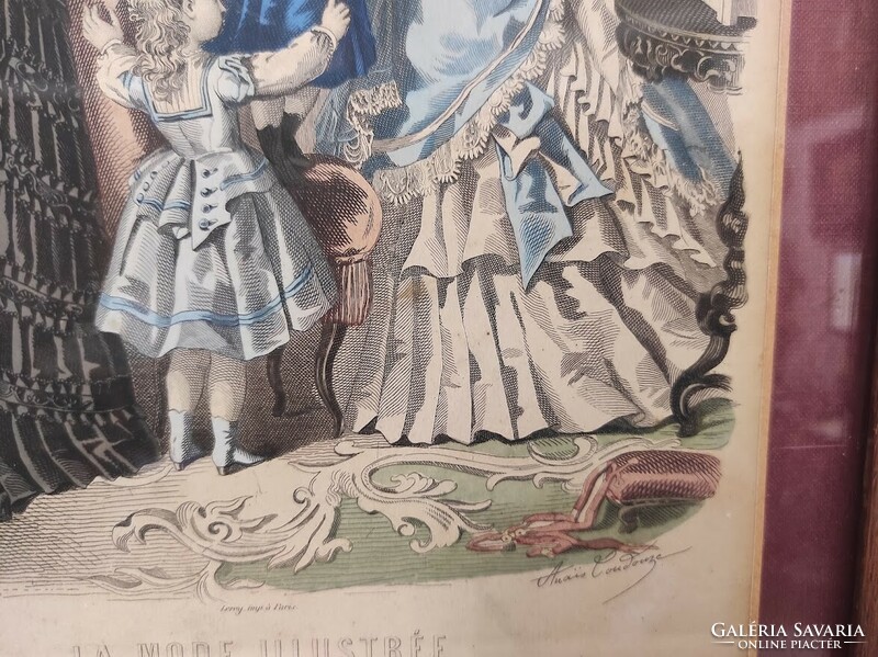 Antique Biedermeier print image wall decoration dress fashion frame 182. 5519