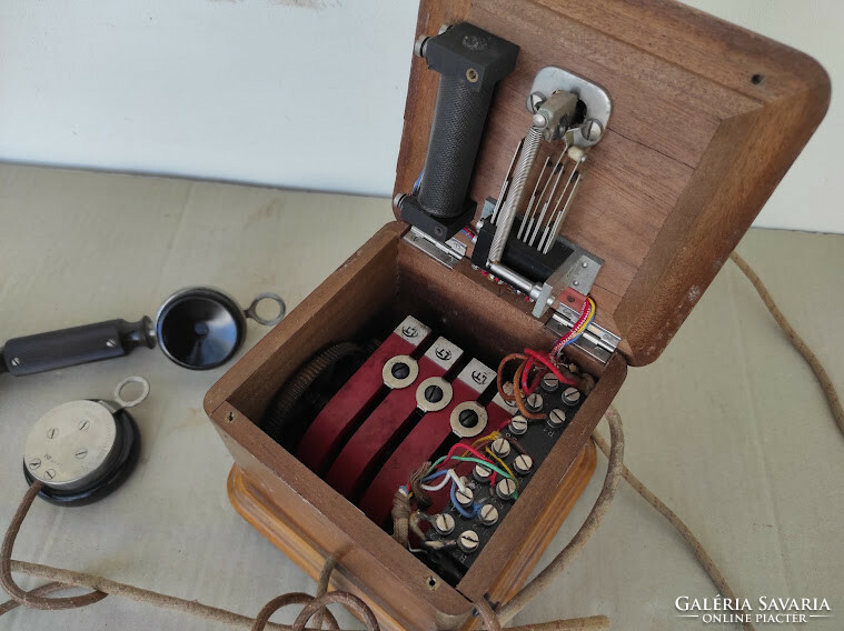 Antik telefon 1890-1910 ös évek készülék asztali fa dobozos Paris 210 5526