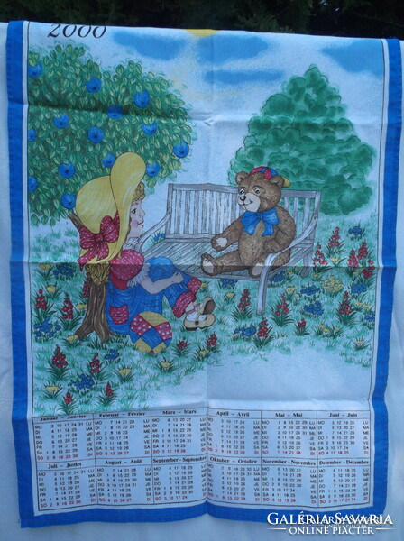 Textile - 2000 - calendar - 63 x 42 cm - linen - not used