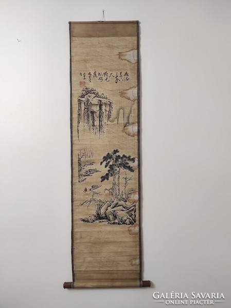 Antik kínai jókívánság fali kép kalligráfia papír tekercs 38. 5512