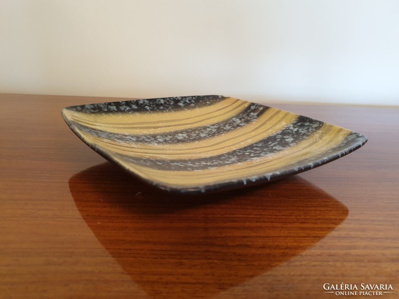 Retro old ceramic decorative bowl striped square mid century bowl table decoration