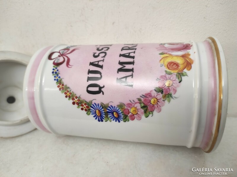Antik patika tégely festett fehér porcelán felirattal gyógyszer gyógyszertár orvosi eszköz 845 5504