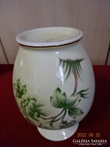 Hollóház porcelain vase with green - yellow pattern. He has! Jókai.