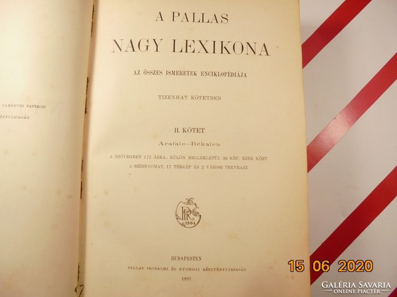 A Pallas Nagy Lexikona - II. kötet (Arafale - Békalen) 1893-as kiadás