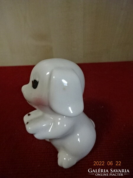 German porcelain figurine, sitting dog, height 6 cm. He has! Jókai.