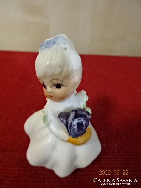 German porcelain figurine, little girl with flowers, height 5.5 cm. He has! Jókai.