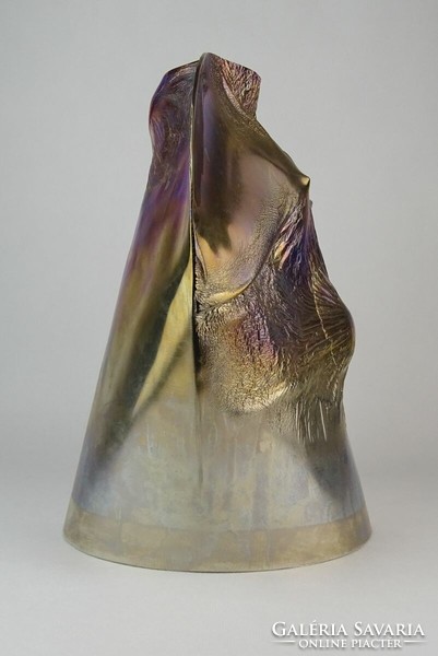 0O214 marked lacaca gauze metal vase 26 cm