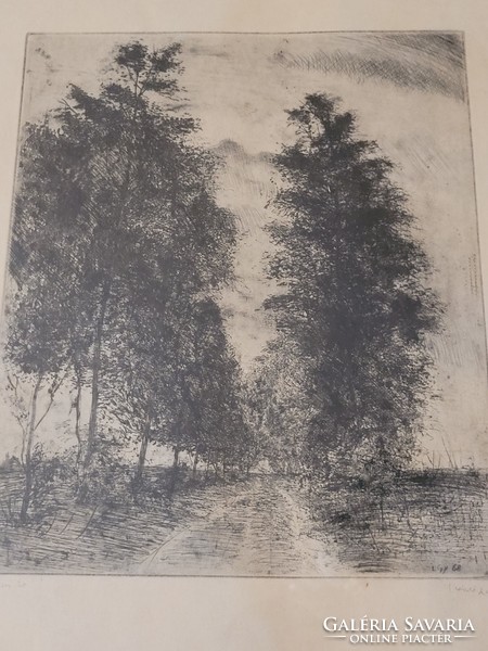 Gyula László (1910-1998): Acacia road is a rare etching