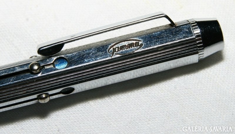 Retro art deco chrome nickel-plated working 4-color ballpoint pen (inserts freshly replaced)