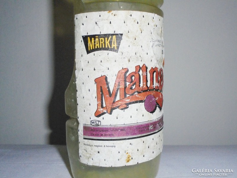 Retro Márka málna szörp üdítő - papír címke, műanyag palack - 1989-es évből
