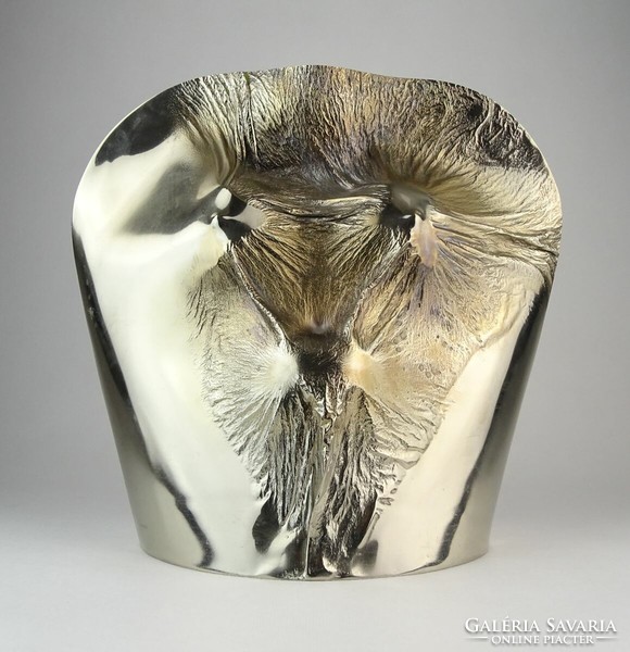 0O215 marked lacaca gauze metal vase 25 cm